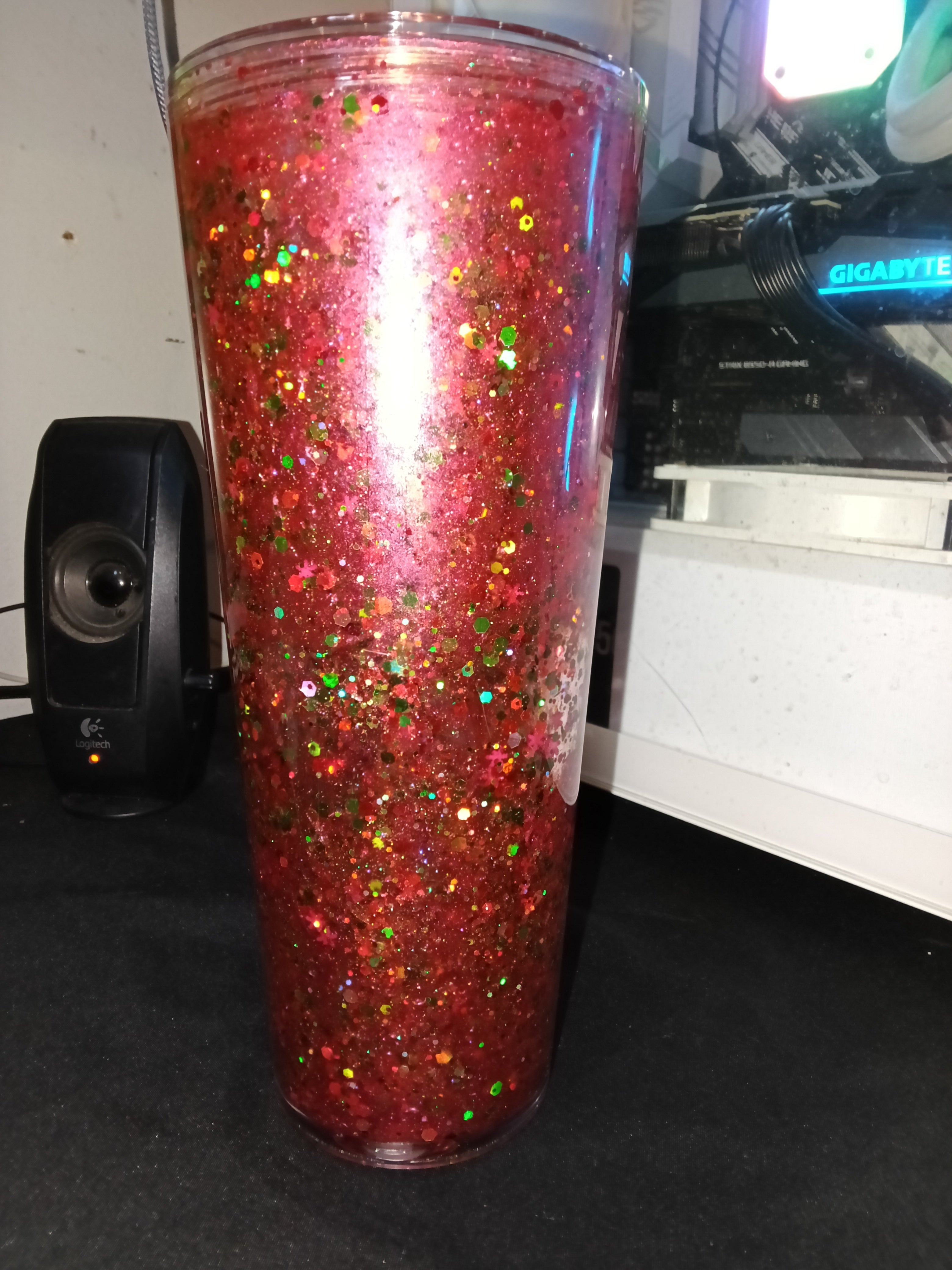 Red glitter lava cup