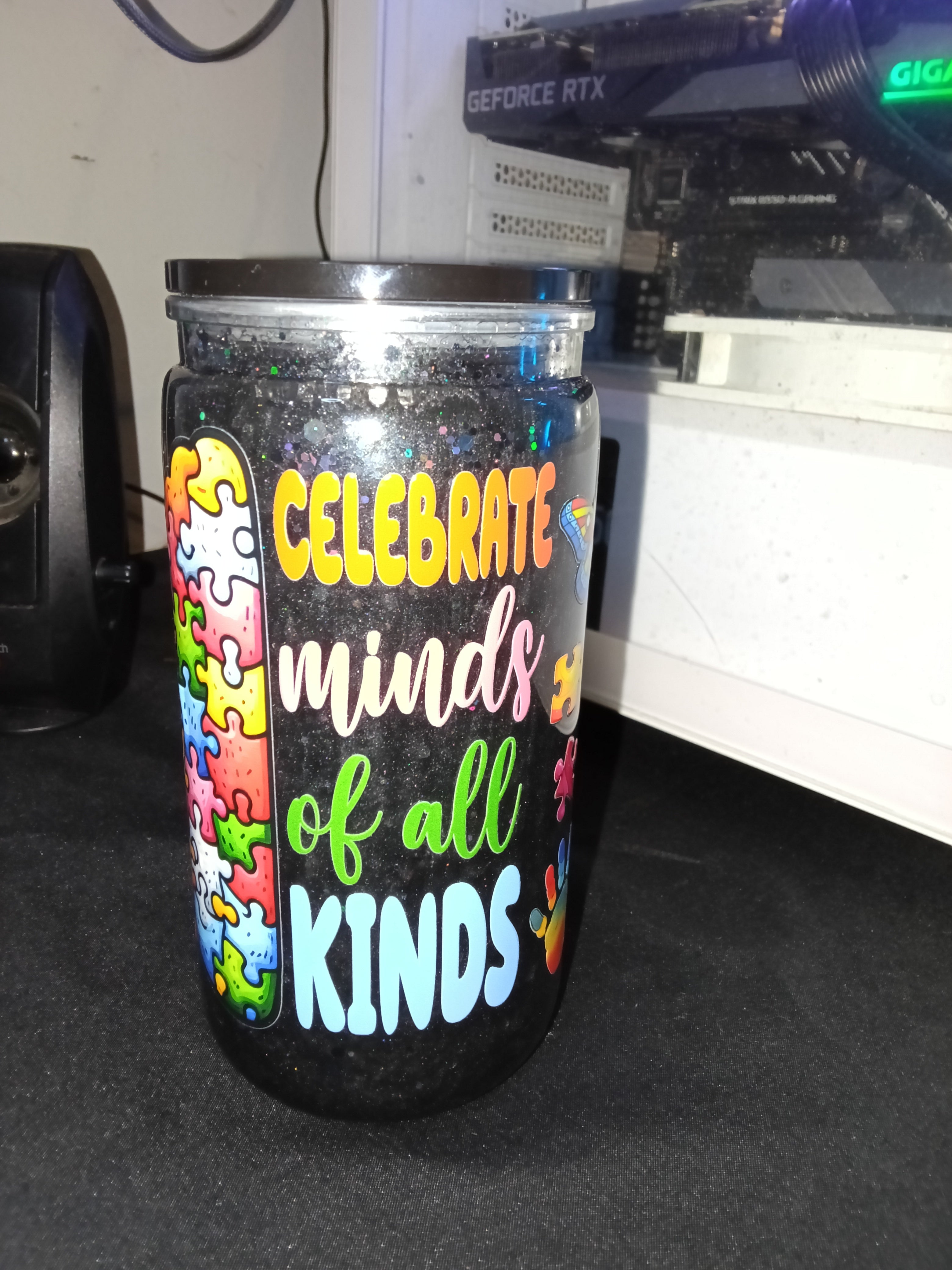 Autism glitter cup